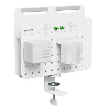 Imagem de Mount-It! Pegboard de mesa de fixação para armazenamento de mesa, organização e privacidade, branco