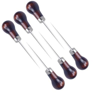 Imagem de Ferramenta de furador de 6 peças, ferramenta de furador de arranhões com cabo de madeira em forma de cuia, furador de couro para tecido de artesanato de couro, ferramenta de reparo de furador para