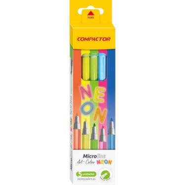 Imagem de Caneta com Ponta Porosa Microline 1,0-2,0MM 5 Cores Neon Pacote com 5 