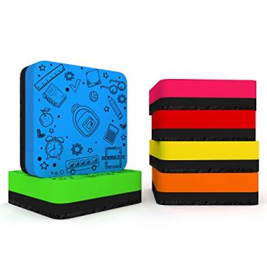Imagem de Pacote com 6 borrachas magnéticas de cores variadas para crianças e estudantes – apagáveis a seco sem manchas para sala de aula, casa, escola e escritório