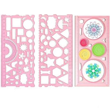 Imagem de 3 réguas geométricas multifuncionais para ferramentas de desenho, material escolar, réguas