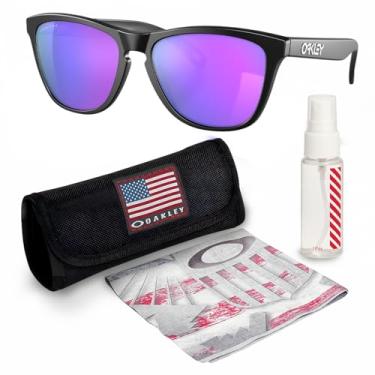 Imagem de Oakley OO9013 FROGSKINS – Polarizado/não polarizado – Óculos de sol quadrados com kit oficial de óculos, Preto fosco, 55 mm