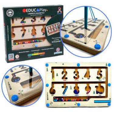 Imagem de Brinquedo Educativo Labirinto Magnético Madeira Infantil - Polibrinq