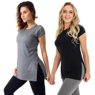 Imagem de Kit com 2 blusas vest legging mescla preto - Sallada Mista, Cinza, GG,