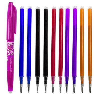 Imagem de 10 Refil Coloridos + Caneta Mágica Tecido Papel Apaga Calor - Evolvere