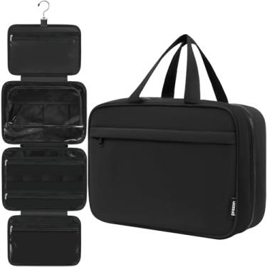 Imagem de prezon Necessaire Feminina, Organizador Portátil Para Pendurar, 4 Compartimentos À Prova De Vazamentos Condicionador, Conjunto Pincéis, Acessórios Maquiagem, Visível E Fácil Acessar. Preto