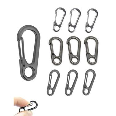 Imagem de Ciomszan 10 Peças Mini Chaveiro Mosquetão Clipes, Gancho De Mola Metal Organizador Porta-Chaves (Cinza Arma)