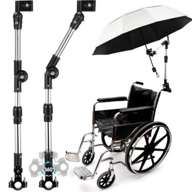 Imagem de Yaocom 4 conjuntos de grampos de guarda-chuva ajustáveis para cadeira e chaves inglesas Suporte universal de suporte de guarda-chuva para carrinho de bebê, carrinho de golfe, cadeira de praia