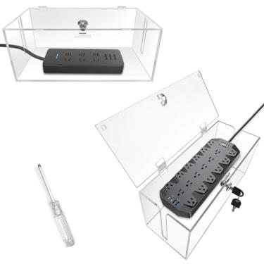 Imagem de PILISPARK Organizador De Plugues Acrílico 2 Peças, Caixa Gerenciamento Cabos Com Trava, Cabo Para Filtro Linha Protetor Contra Surtos, Tv E Computador, Casa, Escritório, À Prova Crianças Animais Est