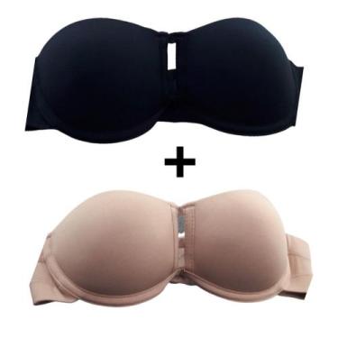 Imagem de Sutiã Plus Size Kit 2 pçs sem alça Reforçado - SollBella Store, Preto,