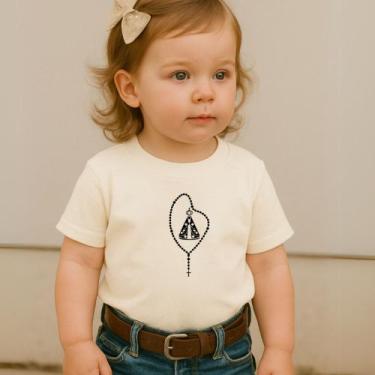 Imagem de Camiseta 100%Algodão Feminina Country Estampa Terço Nossa Senhora Apar