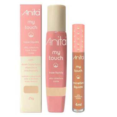 Imagem de Kit Base Líquida My Touchy Cor 04 25g + Corretivo Salmão 4ml Anita