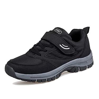 Imagem de Tênis de caminhada masculino casual sem cadarço Leader Show para fecho de alça de idoso, Preto, 8