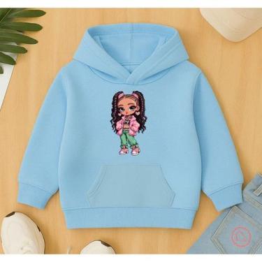 Imagem de Moletom Canguru Infantil Feminino Inverno Estampa Menina com Tranças L