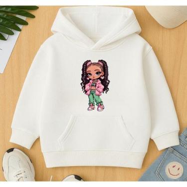 Imagem de Moletom Canguru Infantil Feminino Inverno Estampa Menina com Tranças L