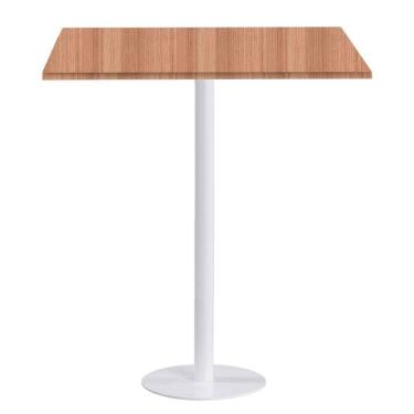 Imagem de Mesa Pisa Beta Bistrô Fratini 107,50cm (a) Disco Redondo Branco Tampo Mdp Quadrado Noce Nat 70cm (l)