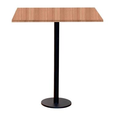 Imagem de Mesa Pisa Beta Bistrô Fratini 107,50cm (a) Disco Redondo Preto Tampo Mdp Quadrado Noce Nat 70cm (l