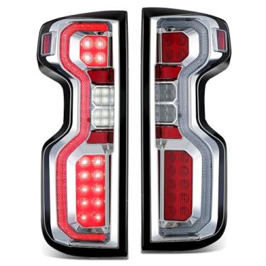 Imagem de DNA MOTORING Par de luzes traseiras de barra de luz LED compatível com Chevy Silverado 1500/2500 HD/3500 HD/2022 1500 LTD WT LT 2019-2025 com luzes traseiras de halogênio, lente transparente/refletor