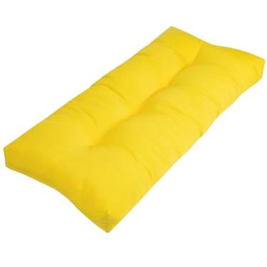 Imagem de FUNHOME Almofada de banco de pátio 106 x 45 cm, antiderrapante resistente à água, almofada de sofá adornada para jardim, balanço, sofá, janela, vime, varanda frontal (amarelo)
