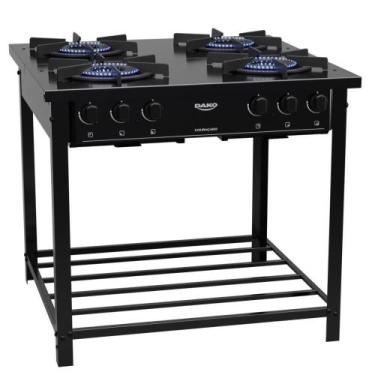 Imagem de Fogão Industrial 4Bcs Preto Com Tripla Chama Dako Couraçado