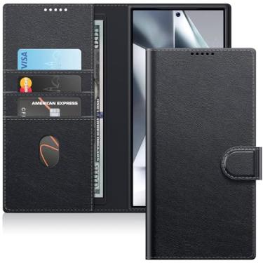 Imagem de JETech Capa Carteira para Samsung Galaxy S24 Ultra 5G, Case Magnética Flip de Couro PU à Prova de Choque com Suporte para Cartão, Recurso de Suporte e Proteção Total da Câmera (Preto)