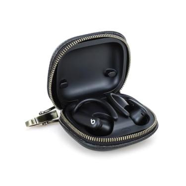 Imagem de Hiram Capa de couro de substituição para Beats Powerbeats Pro 2 2025, couro bovino curtido com vegetais, capa de fone de ouvido portátil de viagem compatível com carregamento Powerbeats Pro 2 (preto)