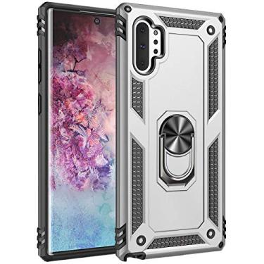Imagem de Capa para Samsung Galaxy Note 10 Plus com impacto de queda de grau militar [Galaxy Note 10 +] 5G 360 anel giratório de metal suporte magnético suporte para carro armadura à prova de choque capa para Galaxy Note 10 Pro, Sliver