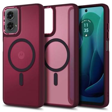 Imagem de YZB Capa projetada para Motorola Moto G-5G-2024, [Não serve para Stylus] Magnética compatível com MagSafe, traseira fosca translúcida resistente a arranhões, proteção de nível militar, capa fina à