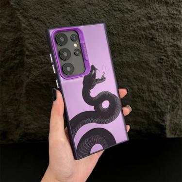 Imagem de MVVKKY para Samsung A55 capa de telefone preta com revestimento (para Samsung A55/roxo HeiShe)