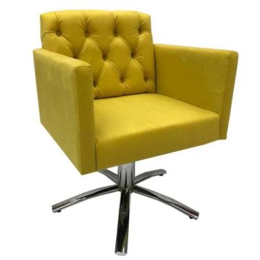 Imagem de Poltrona Nina Capitonê Giratória Sued Amarelo - Sua Casa Decor