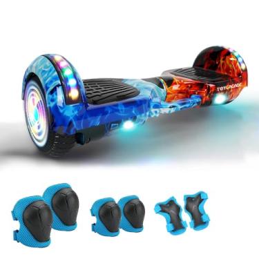 Imagem de FINYQBET Hoverboard Elétrico - 6.5 " Roda, 4400 mAh Skate Elétrico, Autobalanceamento Inteligente, Bluetooth, LED, 15km/h, 120kg Carga Máxima - Ideal para Crianças e Adultos - Uso em Casa, Parque (Chama Gélida)