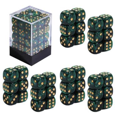 Imagem de SIXPOINTS 36Pcs 12mm/0.47inch Mini Dice Set,Colours D6 Game Dice Set, 6 Sided Standard Dices for MTG,DND,Yahtzee, Bunco or Teaching Math Board Game,with Portable Plastic Box (Green Pearl)