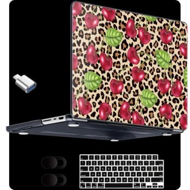 Imagem de MEEgoodo Capa transparente para MacBook Pro 35.6 cm 2024 2023 2021, capa transparente para modelos A3112/A3401/A3185/A2918/A2992/A2779/A2442 M3 M2 M1 Pro/Max, bege marrom e cereja