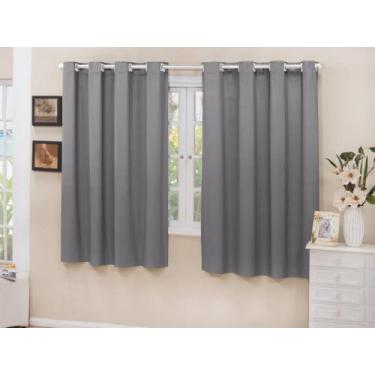 Imagem de Cortina De Cozinha Blackout Tecido Cinza 2,00X1,30 Corta Luz - Lm Deto