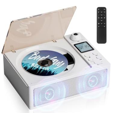 Imagem de DGXWLLW Boombox portátil para leitor de CD, caixa de som recarregável de 4000 mAh com reprodução de CD-R/RW/MP3, rádio FM/AUX/USB/TF/Bluetooth/controle remoto, conector de fone de ouvido, som estéreo
