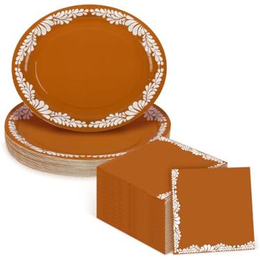 Imagem de Conjunto de pratos e guardanapos mexicanos Platos De Barro Mexicanos 100 peças Cielito Lindo decoração de festa 25,4 cm x 30,5 cm Prato de papel mexicano oval descartável Cinco de Mayo Decorações para