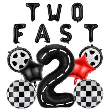 Imagem de Two Fast Baloons Retro Car Theme Birthday Party Letter Banner Balloon