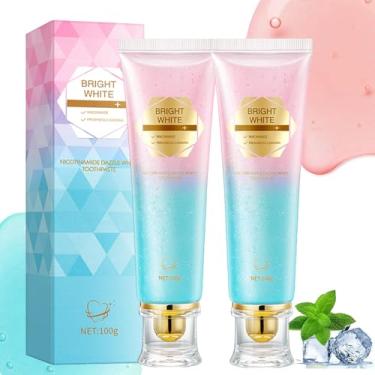 Imagem de Pasta de dente clareadora de niacinamida, creme dental intensivo de clareamento triplo, hálito fresco, remove manchas de dentes, proteção de esmalte e fortalecimento dentário, uso diário para higiene