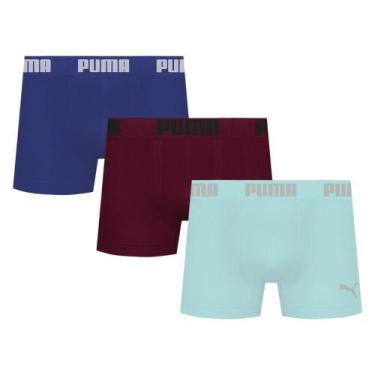 Imagem de Kit 3 Cuecas Puma Boxer Sem Costura Masculina, Bordô, M