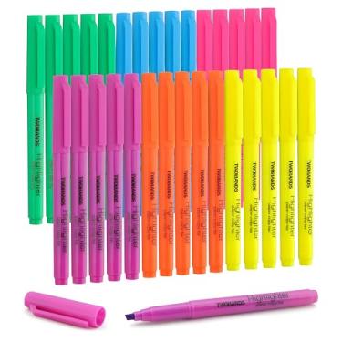 Imagem de TWOHANDS Marcadores de cores sortidas, canetas marcadoras com ponta de cinzel, 30 unidades, 21328