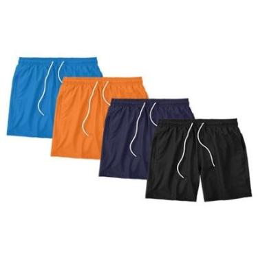 Imagem de Kit 4 Shorts Masculino Liso Básico Bermuda Tactel Água Praia Treino Academia Corrida-Masculino