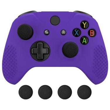 Imagem de eXtremeRate PlayVital Capa de controle de silicone roxa antiderrapante macia para controle Xbox One X/S – Capa protetora de tampas de aperto de polegar não incluídas