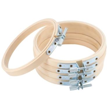 Imagem de GORGECRAFT 5 peças de anéis de bordado de bambu de 3,1 polegadas de madeira ajustável círculo redondo ponto cruz conjunto de argolas com parafuso de ferro de metal para arte artesanato costura