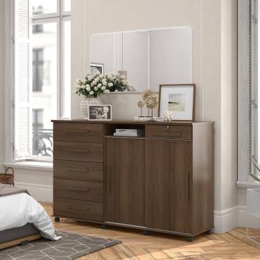 Imagem de Cômoda Max 6 Gavetas E 2 Portas Lukaliam Móveis Imbuia Imbuia