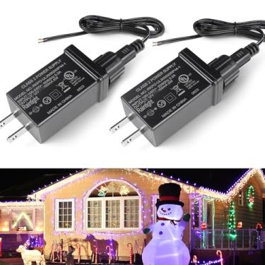 Imagem de Pacote de 2 fontes de alimentação CC de 12 V 9 W 0,75 A classe 2, transformador LED de baixa tensão impermeável IP44, adaptador de substituição para pátio com tomada americana, listagem UL, para luz
