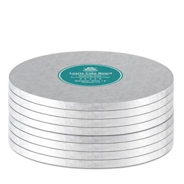 Imagem de Tábua de tambor de bolo Losris Silver Round 15 cm e 1,3 cm de espessur