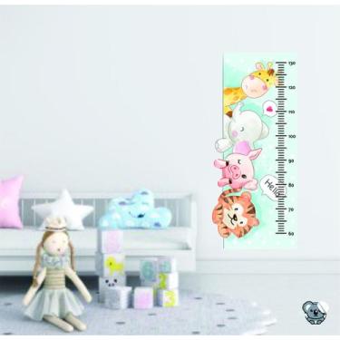 Imagem de Adesivo de Parede Infantil Régua de Crescimento Zoo Safari - Colakoala