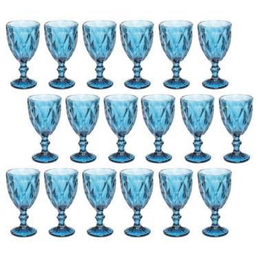 Imagem de Jogo Copo Taça Vidro Diamante Azul Para Agua 300ml - 18Un - Ecos