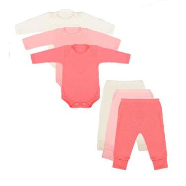 Imagem de Roupa de Bebê Body Bebê e Calça Mijão Kit 6 Peças Manga Longa Feminino