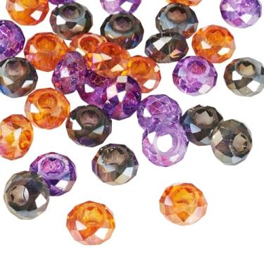 Imagem de Spritewelry 36 contas europeias de vidro com furo grande 14 mm AB cor facetada Rondelle contas de cristal para artesanato faça você mesmo colar pulseira brinco